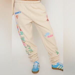 Mayfair Beige Graphic Track Pants